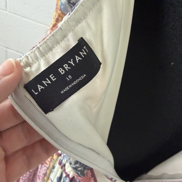 Lane Bryant Patchwork Midi Sundress Lined Pink Floral Boho Cottage Peasant SZ 18 - Picture 10 of 14